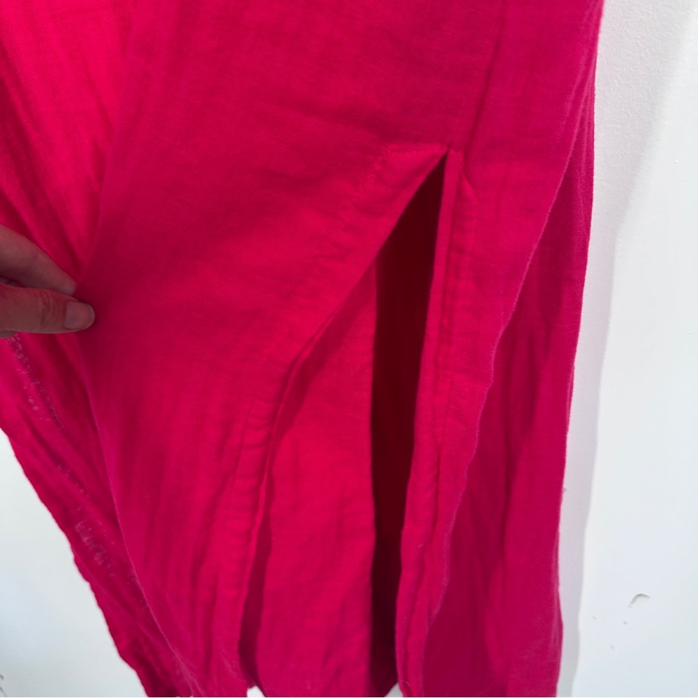 LAKE Gauze Caftan Maxi Dress In Heatwave Pink Size Small Loose Lightweight - Picture 7 of 9